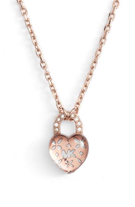 michael kors chain lock necklace|michael kors gold heart necklace.